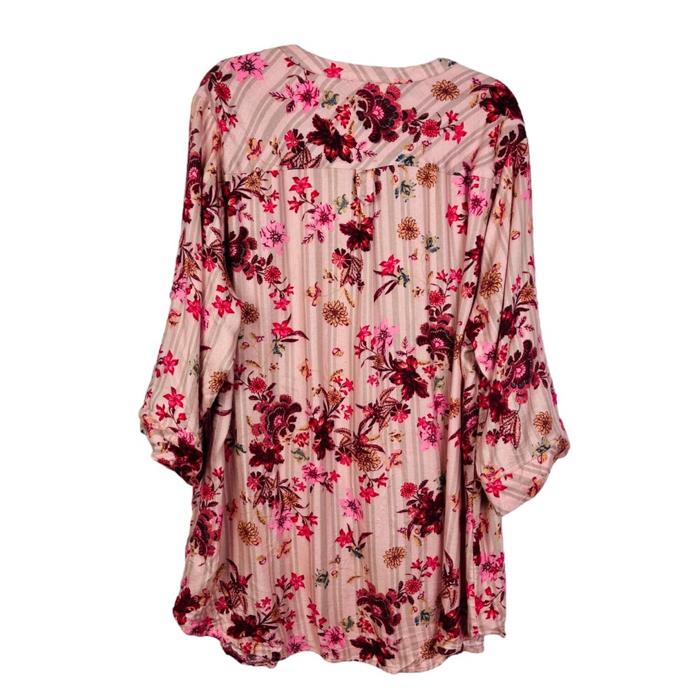 Torrid Floral Print Tunic Top-pink and brown - Picture 6 of 12